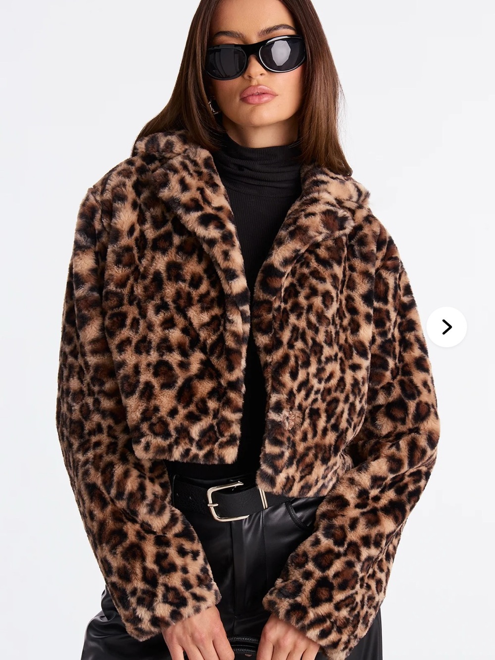 Felicia Leopard Faux Fur Crop Coat
